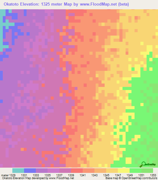 Okatoto,Namibia Elevation Map