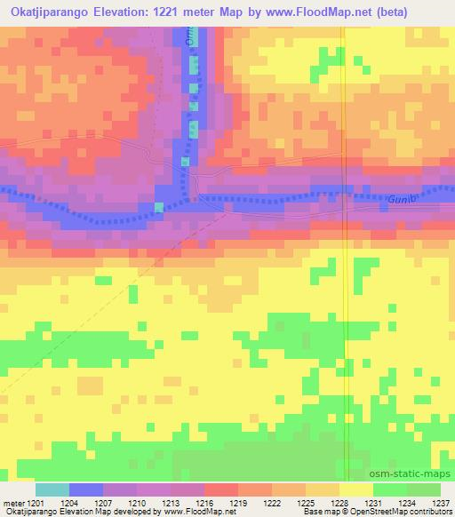 Okatjiparango,Namibia Elevation Map