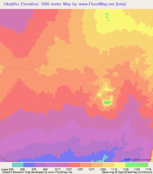 Okatjiho,Namibia Elevation Map