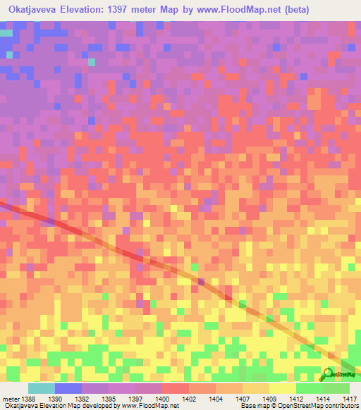 Okatjaveva,Namibia Elevation Map