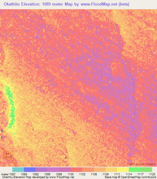 Okathitu,Namibia Elevation Map
