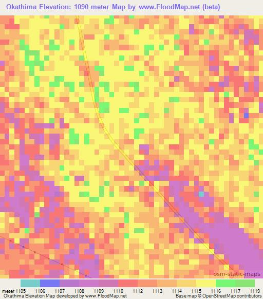Okathima,Namibia Elevation Map