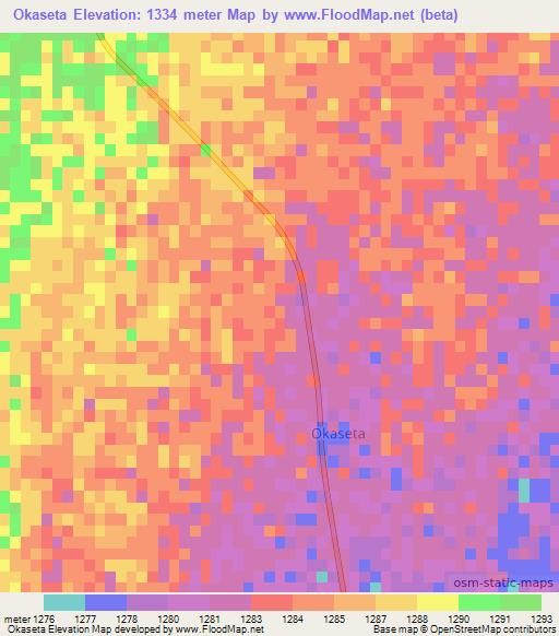 Okaseta,Namibia Elevation Map