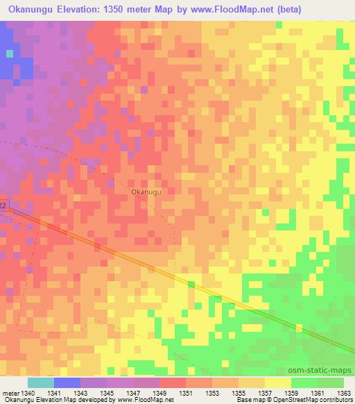 Okanungu,Namibia Elevation Map