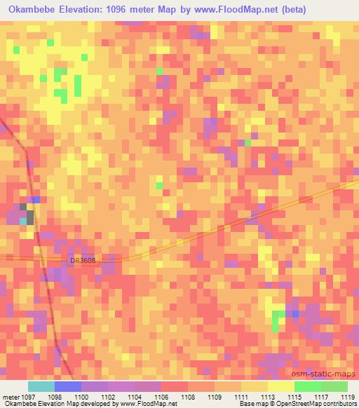 Okambebe,Namibia Elevation Map