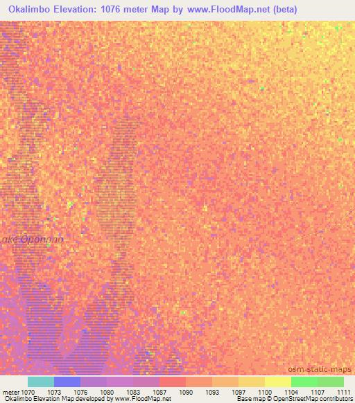 Okalimbo,Namibia Elevation Map