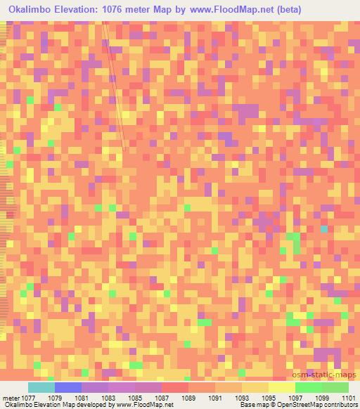Okalimbo,Namibia Elevation Map
