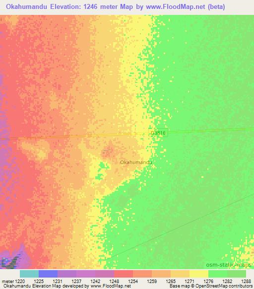 Okahumandu,Namibia Elevation Map