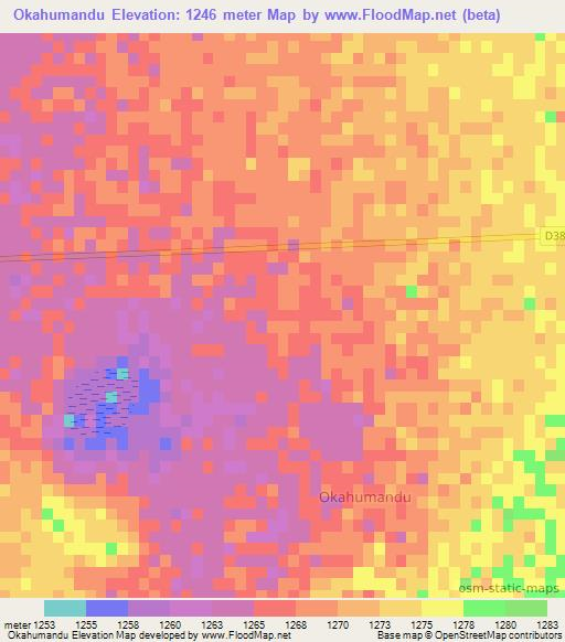Okahumandu,Namibia Elevation Map