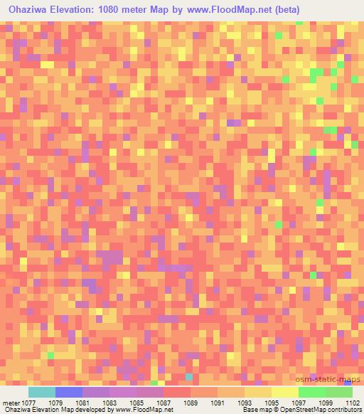 Ohaziwa,Namibia Elevation Map