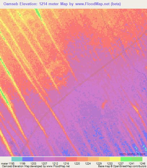 Oamseb,Namibia Elevation Map