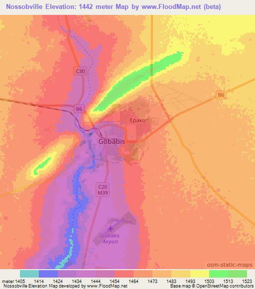 Nossobville,Namibia Elevation Map
