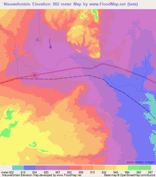 Nieuwefontein,Namibia Elevation Map