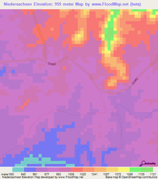Niedersachsen,Namibia Elevation Map