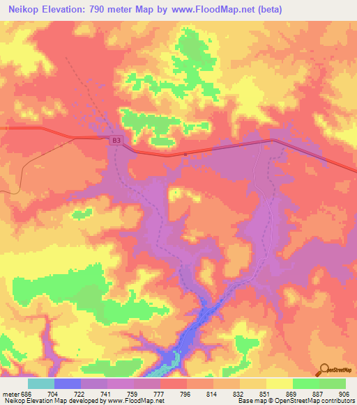 Neikop,Namibia Elevation Map
