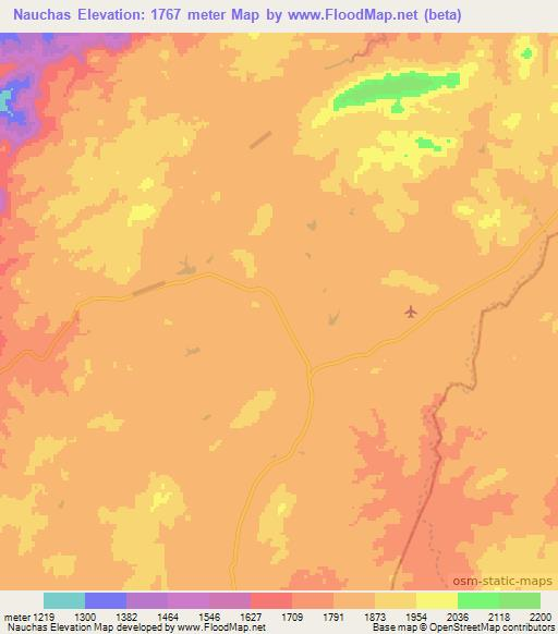 Nauchas,Namibia Elevation Map