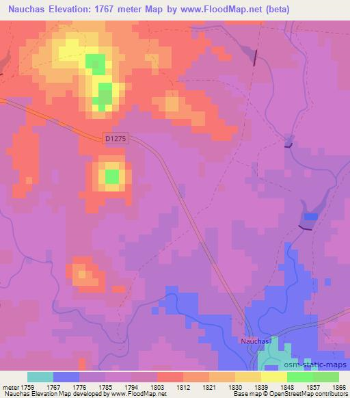 Nauchas,Namibia Elevation Map