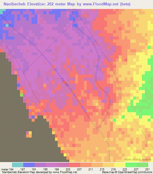 Nanibecheb,Namibia Elevation Map