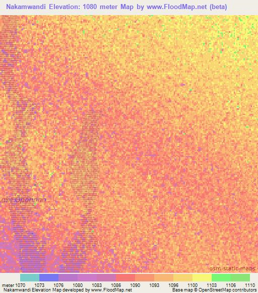 Nakamwandi,Namibia Elevation Map