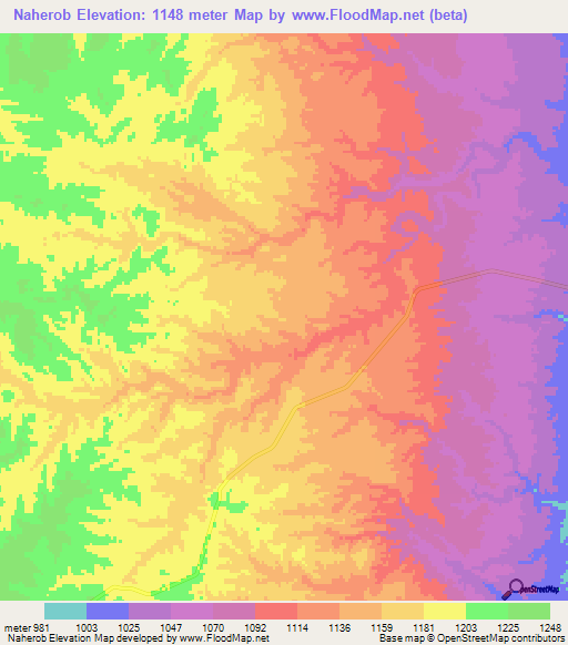Naherob,Namibia Elevation Map