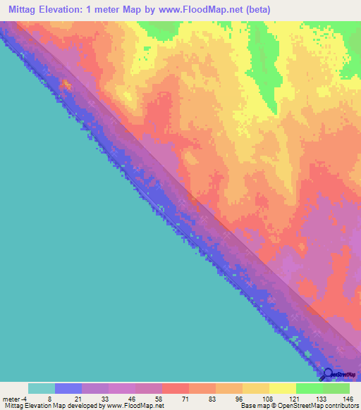 Mittag,Namibia Elevation Map