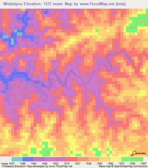 Middelpos,Namibia Elevation Map