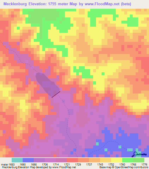 Mecklenburg,Namibia Elevation Map