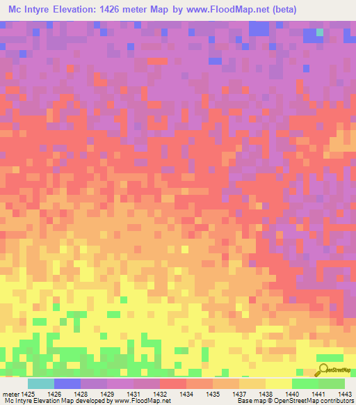 Mc Intyre,Namibia Elevation Map
