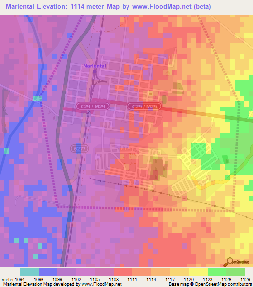 Mariental,Namibia Elevation Map