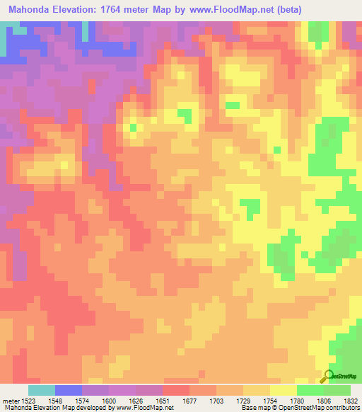 Mahonda,Namibia Elevation Map