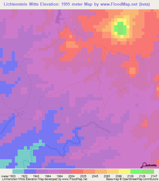 Lichtenstein Mitte,Namibia Elevation Map