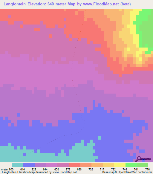 Langfontein,Namibia Elevation Map