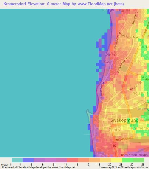 Kramersdorf,Namibia Elevation Map