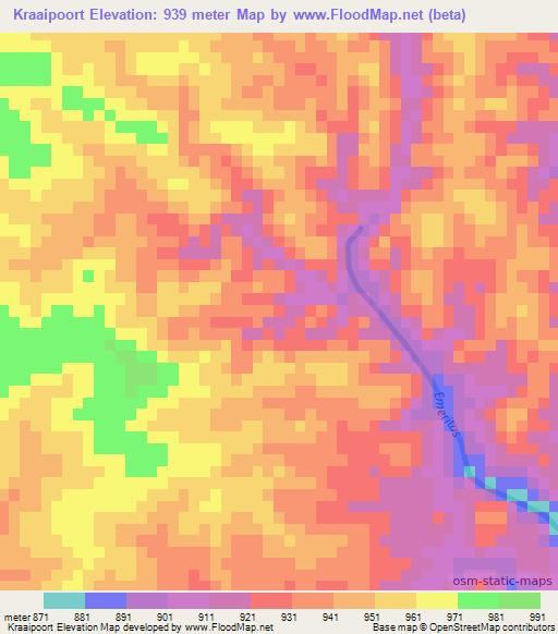 Kraaipoort,Namibia Elevation Map