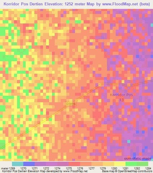 Korridor Pos Dertien,Namibia Elevation Map