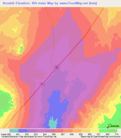 Korabib,Namibia Elevation Map