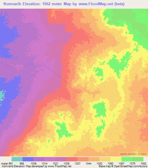Komnarib,Namibia Elevation Map