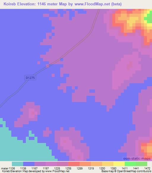 Koireb,Namibia Elevation Map