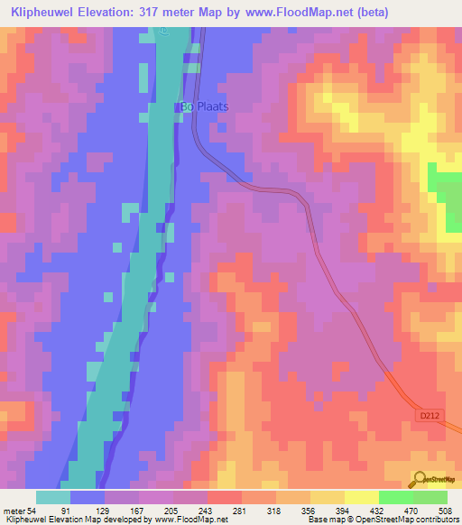 Klipheuwel,Namibia Elevation Map