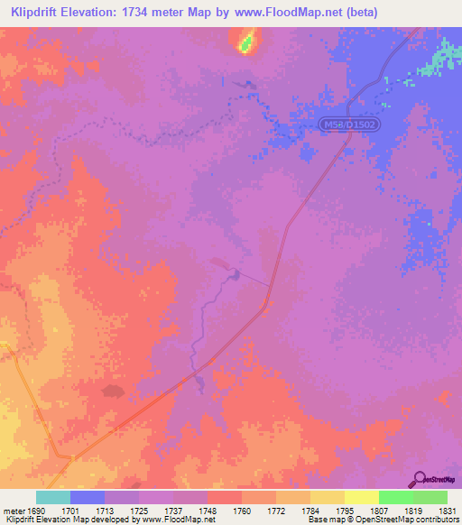 Klipdrift,Namibia Elevation Map