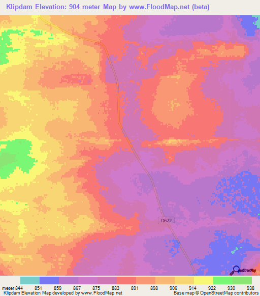 Klipdam,Namibia Elevation Map