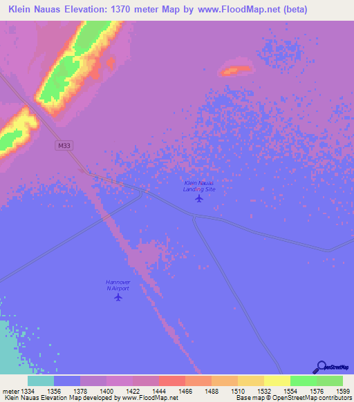 Klein Nauas,Namibia Elevation Map