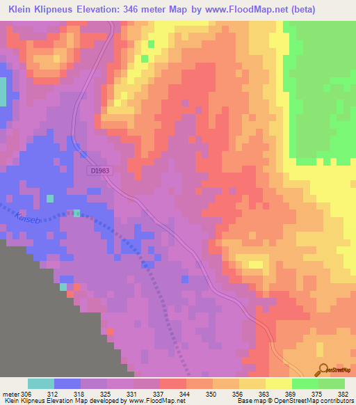 Klein Klipneus,Namibia Elevation Map