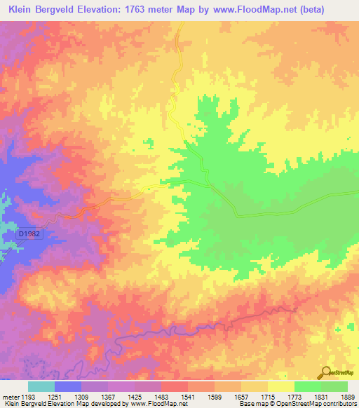 Klein Bergveld,Namibia Elevation Map