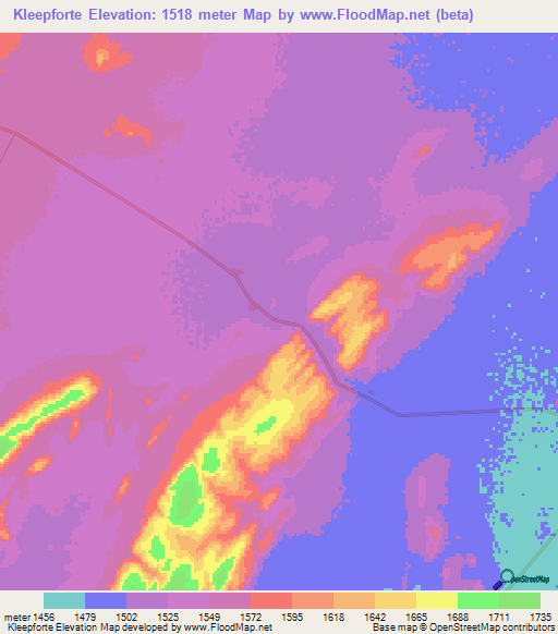 Kleepforte,Namibia Elevation Map