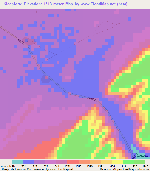 Kleepforte,Namibia Elevation Map