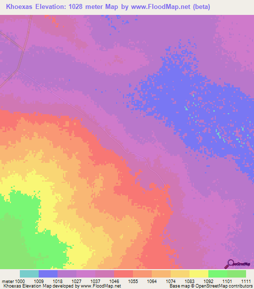 Khoexas,Namibia Elevation Map