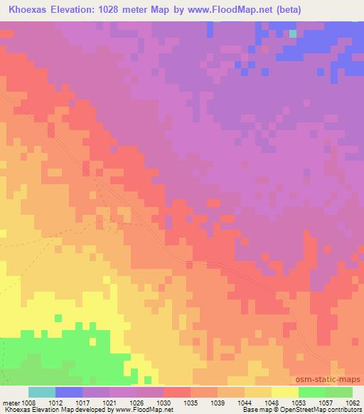 Khoexas,Namibia Elevation Map