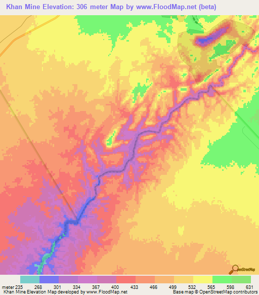 Khan Mine,Namibia Elevation Map