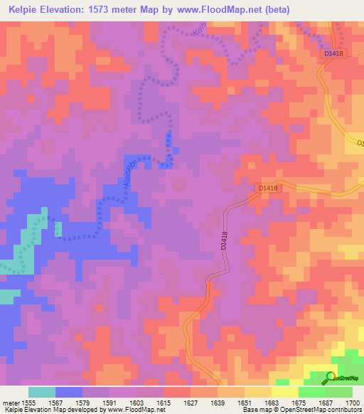 Kelpie,Namibia Elevation Map